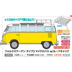 Hasegawa 20689 Volkswagen Type 2 Micro Bus With Roof Carrier 1:24 Model Kit