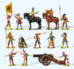Preiser Elastolin Mercenaries/Horsemen/Gunners Figure Set 1:45 PR49300