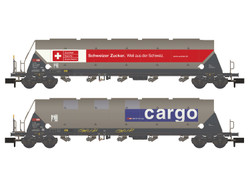 Hobbytrain SBB Cargo Taggnpps Bogie Hopper Set (2) VI N Gauge H23479