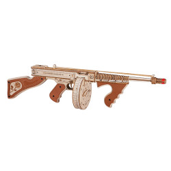 ROBOTIME ROKR Thompson Submachine Rubber Band Gun Wooden Model Kit LQB01