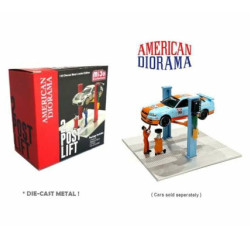 American Diorama 2-Post Lift w/Oil Drainer & Mechanic 1:64 Model Diorama