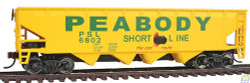 Walthers Trainline 931-1658 40' Offset Quad Hopper Peabody Short Line HO