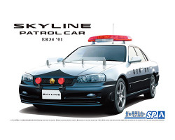 Aoshima 06125 Nissan Er34 Skyline Patrol Car '01 1:24 Model Car Kit