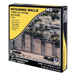 Woodland Scenics C1259 HO Cut Stone Retaining Wall (x3) HO Gauge Railway Landscaping Scenics