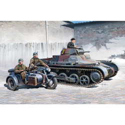 Academy 13556 WWII German Panzer I Ausf B & Motorcycle 1:35 Model Kit