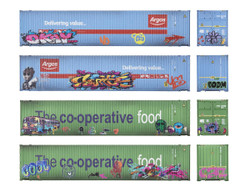Dapol 45ft Hi-Cube Container Set (2) Argos/Co-op Graffiti OO Gauge