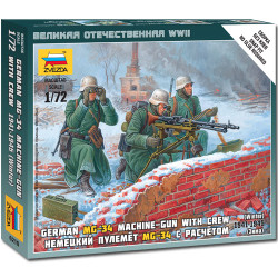 ZVEZDA 6210 German Machine Gun w/Crew Snap Fit Model Kit 1:72