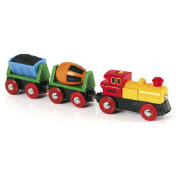 BRIO 33319 Battery Action Train and Wagons for Wooden Train Set