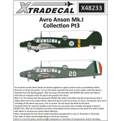 Xtradecal 48233 Avro Anson MkI Collection Part 3 Model Kit Decals Airfix A09191