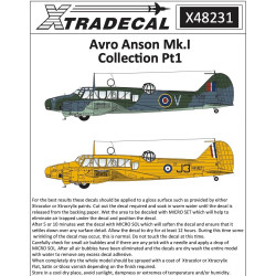 Xtradecal 48231 Avro Anson MkI Collection Part 1 Model Kit Decals Airfix A09191