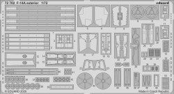 Eduard 72702 Etched Aircraft Detailling Set 1:72 Grumman F-14A Tomcat exterior