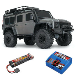 Traxxas TRX-4 Silver Land Rover Defender RTR 1:10 4x4 Crawler w/Battery, Charger