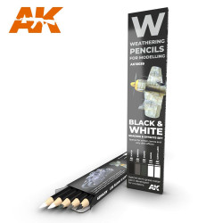 AK Interactive AK10039 Black & White Weathering Pencils Shading & Effects Set