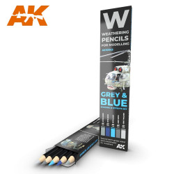 AK Interactive AK10043 Grey & Blue Camo Weathering Pencils Shading & Effects Set