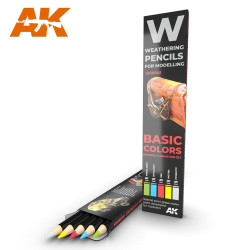 AK Interactive AK10045 Basic Colors Weathering Pencils Shading & Demotion Set