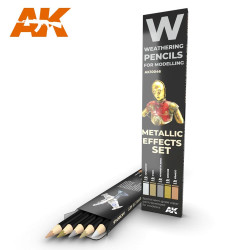 AK Interactive AK10046 Metallic Effects Weathering Pencils Set