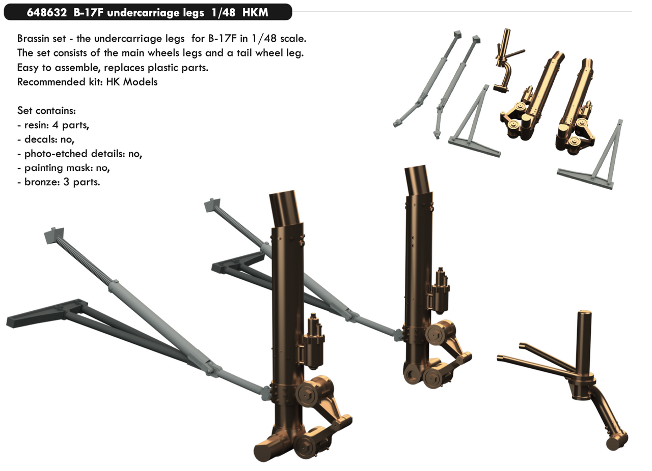 Eduard Brassin 1/48 Scale B-17F undercarriage legs BRONZE for HK Models - 648632 Eduard Brassin 1/48 Scale B-17F undercarriage legs BRONZE for HK Models - 648632