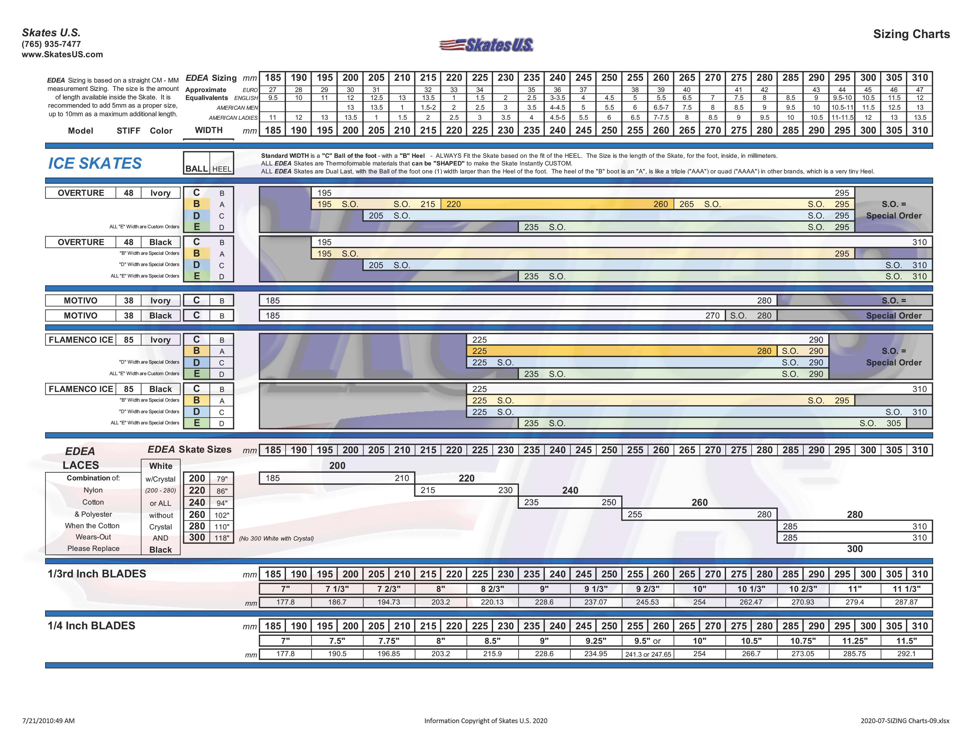 Edea Sizing Chart
