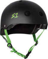 S1 Lifer Helmet - Black Matte with Bright Green Straps