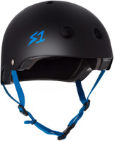 S1 Lifer Helmet - Black Matte with Cyan  Straps