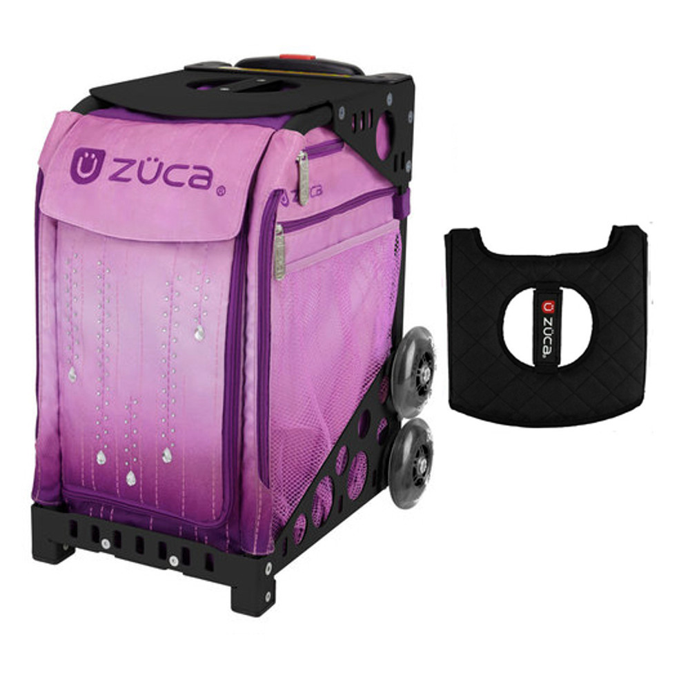 ZUCA Bag VELVET RAIN Insert & Black Frame w/Flashing Wheels FREE SEAT CUSHION 