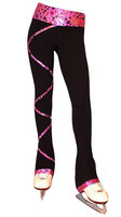 Criss Cross Poly/Spandex Party Pink Ice Skating Pants