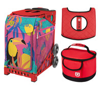 Zuca Sport Bag - Toucan Dream with Gift Seat Cover and Lunchbox (Red Frame)