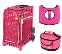Zuca Sport Bag - Sk8 Pink with Gift Hot Pink/Black Seat Cover and Pink Lunchbox( Pink Frame)