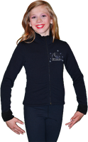 ChloeNoel Figure Skating Outfit - P11 Figure Skating Pants and J11 Solid Polar Fleece Fitted Figure Skating Jacket w/ Skate/Blue Snowflakes Crystals Combination