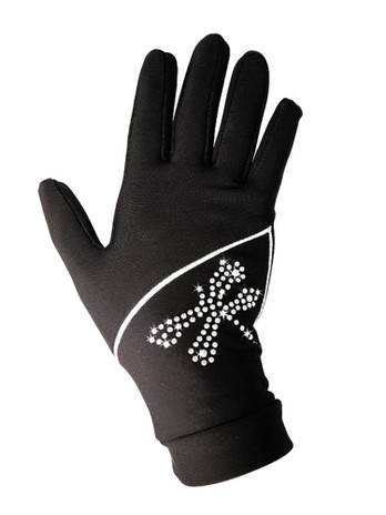 Icedress - Thermal Figure Skating Gloves "Shine" (Black with Rhinestones )