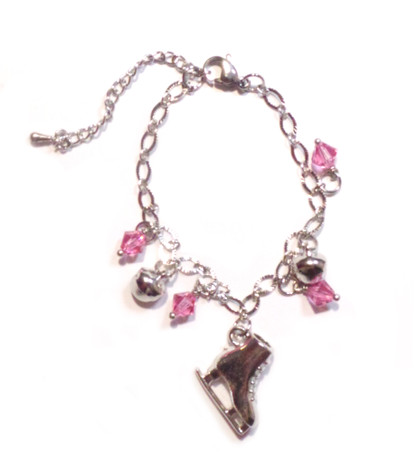 Ice Skating Jewelry - Bracelet with Pink Charms