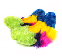 Figure Skating Furry Soakers -  Blue, Yellow, Pink and Lime Rainbow