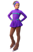 IceDress Figure Skating Outfit - Thermal - Bows (Purple and Mint)