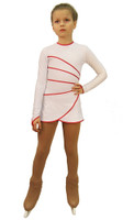 IceDress Figure Skating Dress-Thermal -  Grace (White with Raspberry  Line)