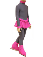 IceDress Figure Skating Dress-Thermal -  Flounce (Gray and Pink)