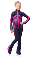 IceDress Figure Skating Outfit - Thermal - Jump (Gray-Blue with Fuchsia stripes)