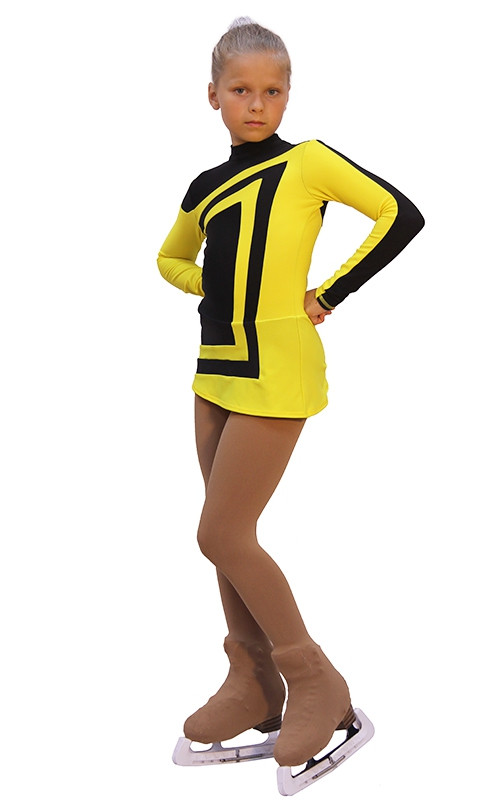 Avangard IceDress Figure Skating Dress Black with Yellow