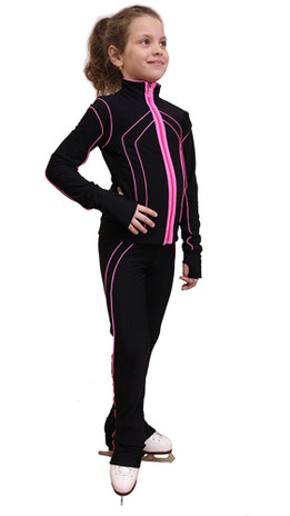 IceDress Figure Skating Pants - Kant (Black with Pink Line)