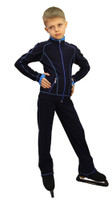 IceDress Figure Skating Pants - Todes for Boys (Dark Blue with Blue Line)
