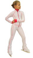 IceDress Figure Skating Pants -Todes(White with Raspberry Line)