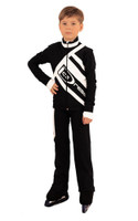 IceDress Figure Skating Outfit - Thermal - IceDress for Boys(Black with White)