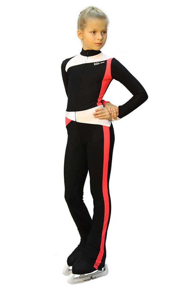 IceDress Figure Skating Training Overalls Skating (Black, Coral and