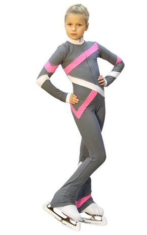 IceDress - Figure Skating Training Overalls  - Quad (Light grey, Pink and White)