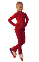 IceDress Figure Skating Outfit - Thermal - Butterfly(Red with velvet and crystals Preciosa)