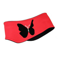IceDress - Two-Color Thermal Figure Skating Wide Headband "Butterfly" (Hot Coral and Black)