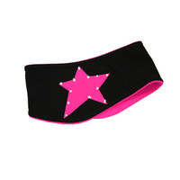IceDress - Two-Color Thermal Figure Skating Wide Headband  "Starlet" (Black and Pink)