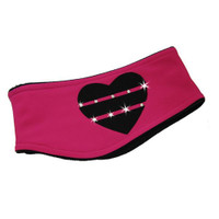 IceDress - Two-Color Thermal Figure Skating Headband "Hearts" (Raspberry and Black)