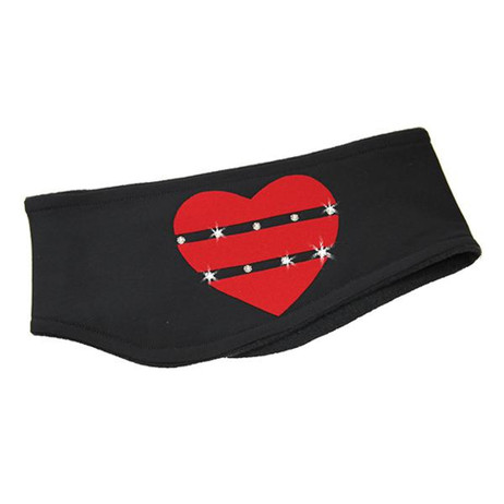 IceDress - Two-Color Thermal Figure Skating Headband "Hearts" (Dark Grey and Red)