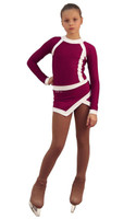IceDress Figure Skating Dress - Thermal - IceSports ( Bordeaux and White)