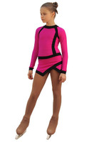 IceDress Figure Skating Dress - Thermal - IceSports (Fuchsia and Black)